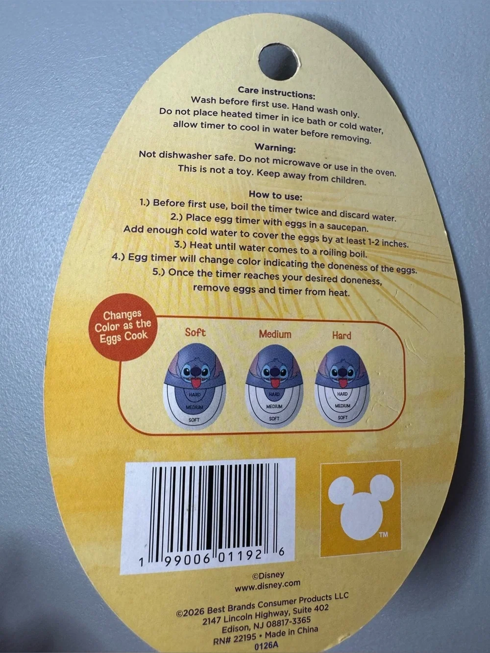 Disney Stitch Blue Color-Changing Egg Timer changes color as egg cooks